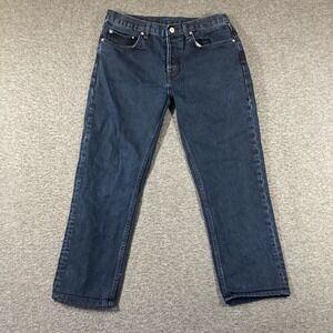 Sandro Women's Cropped Straight Leg Jeans Sz 31 Dark Blue Denim Classic